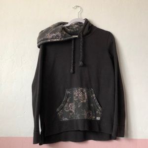Dark brown hoodie with cute flower designs 🌸
